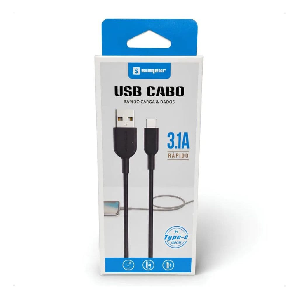 Carregador Celular Carga Rapida 2.0a Cabo Usb-c 1 Metro