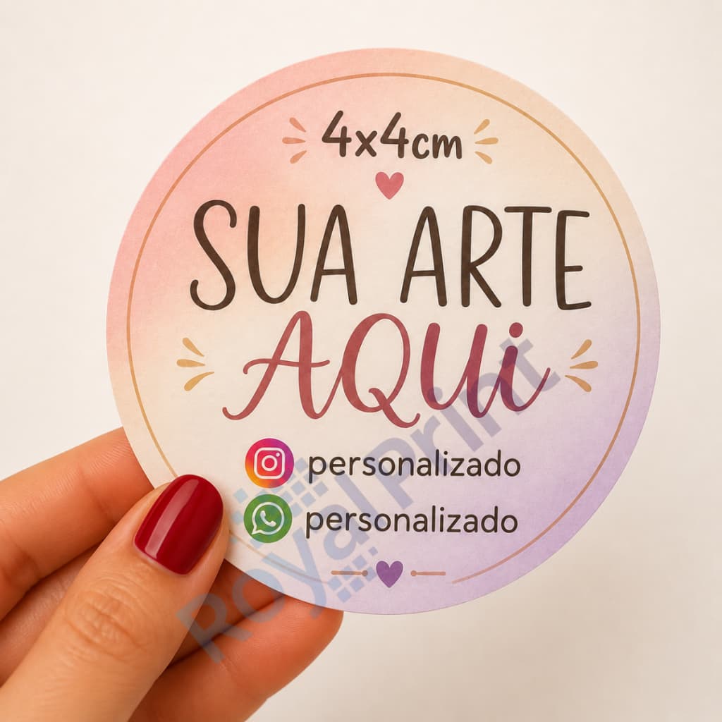 Adesivo Personalizado 4x4cm | Recorte Eletrônico E Impermeável | Envio em 24h Da Sua Imagem Logo