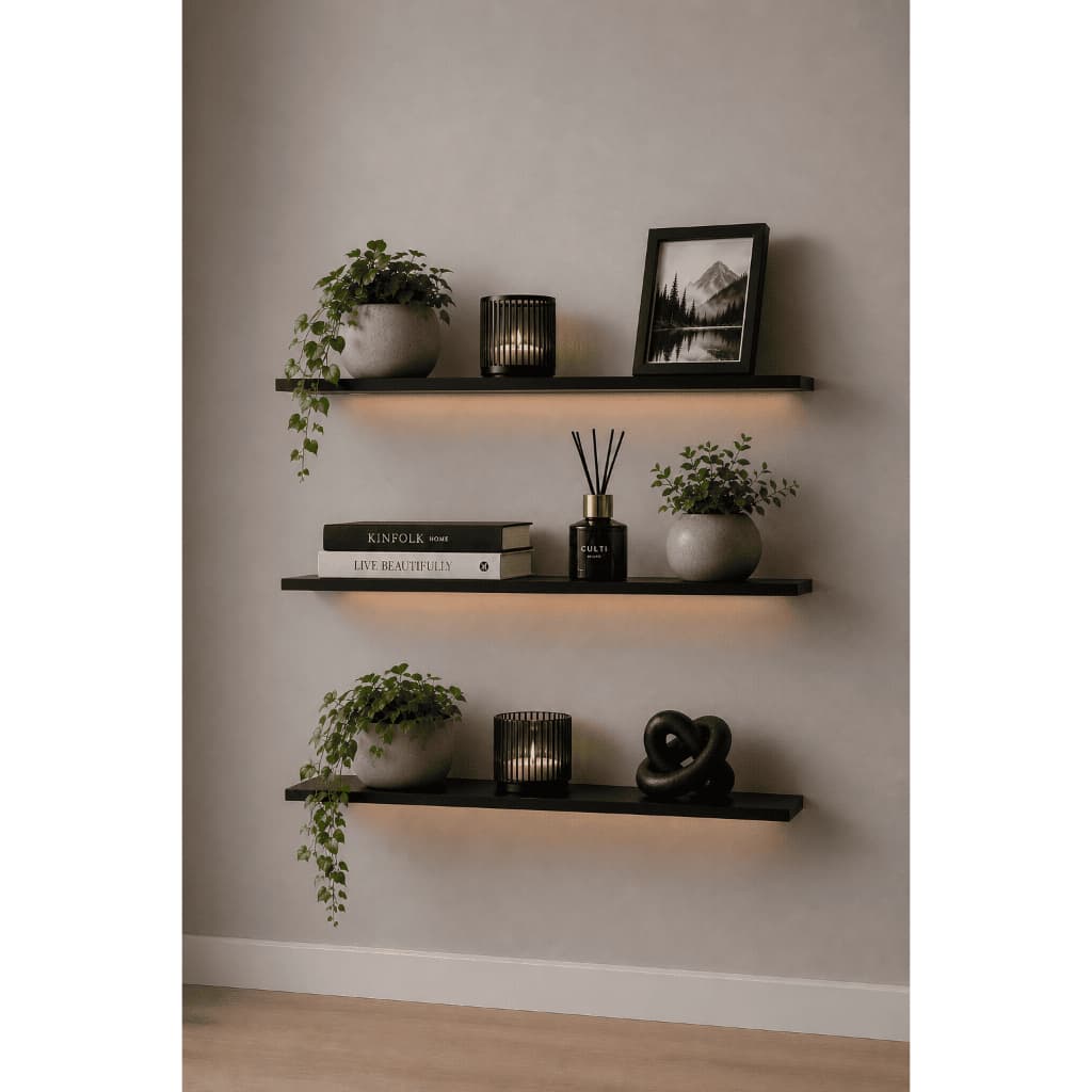 Kit 3 Prateleiras Organizadoras 30cm MDF Nicho Multiuso Cozinha Banheiro Quarto Sala Decoração Parede MDF