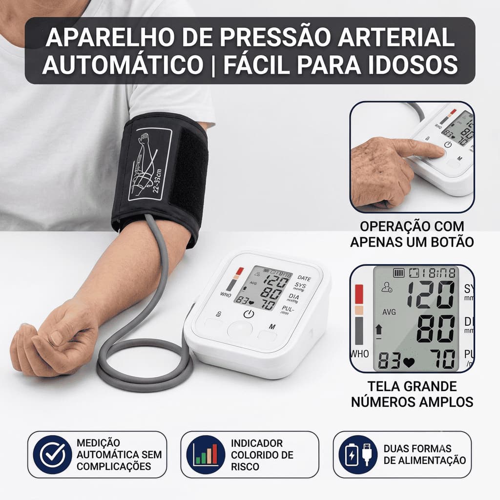 Monitor de Pressão Arterial para Casa, Ideal para Famílias e Cuidados Diários de Saúde