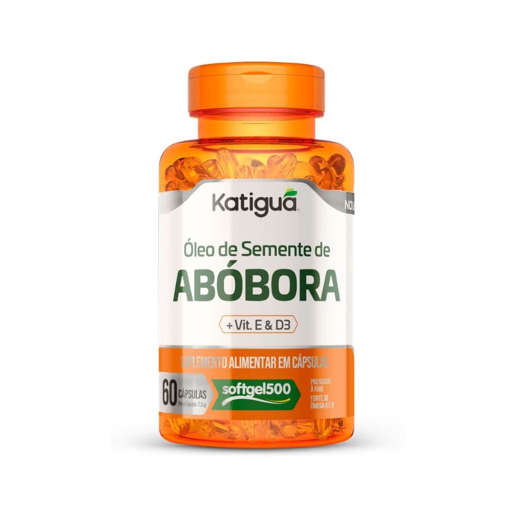 Óleo de Semente de Abóbora Vitamina D3 e E 500mg 60 Cápsulas