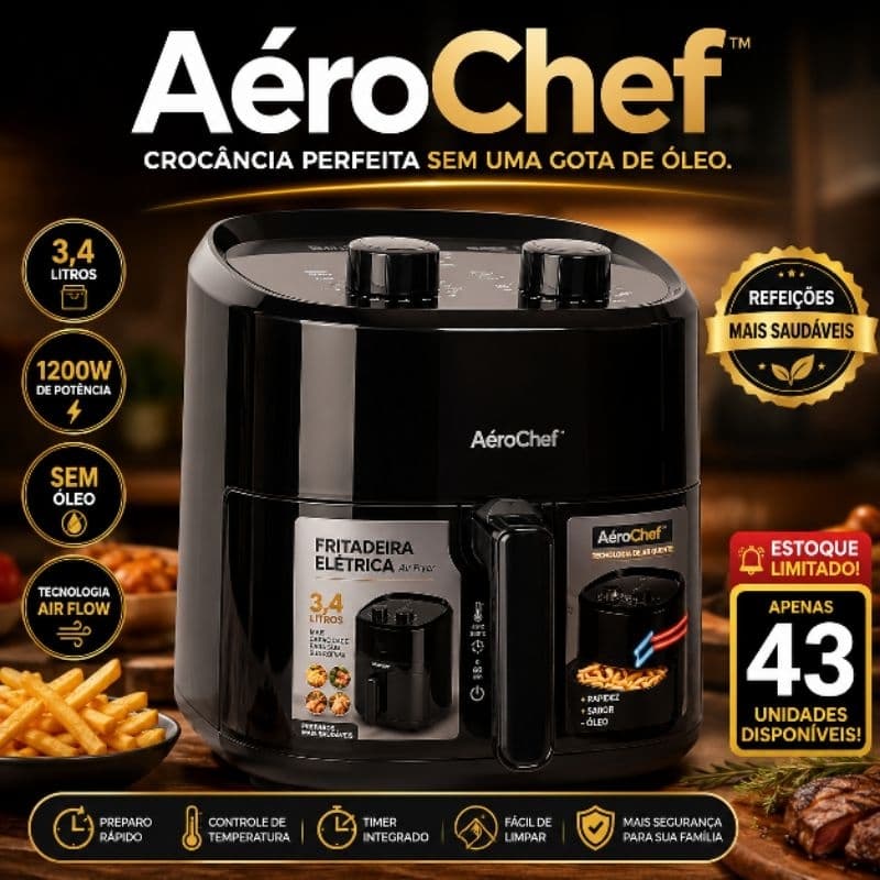 Air Fryer 3,4 Litros Sem Óleo 1200W Fritadeira Elétrica Com Controle de Temperatura 220V