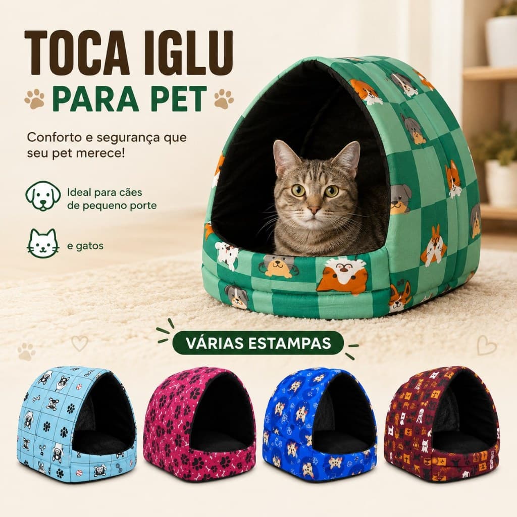 Caminha Toca Iglu Cachorro Gato Casinha Pet Toca Aconchegante Cama  Lavável Confortável
