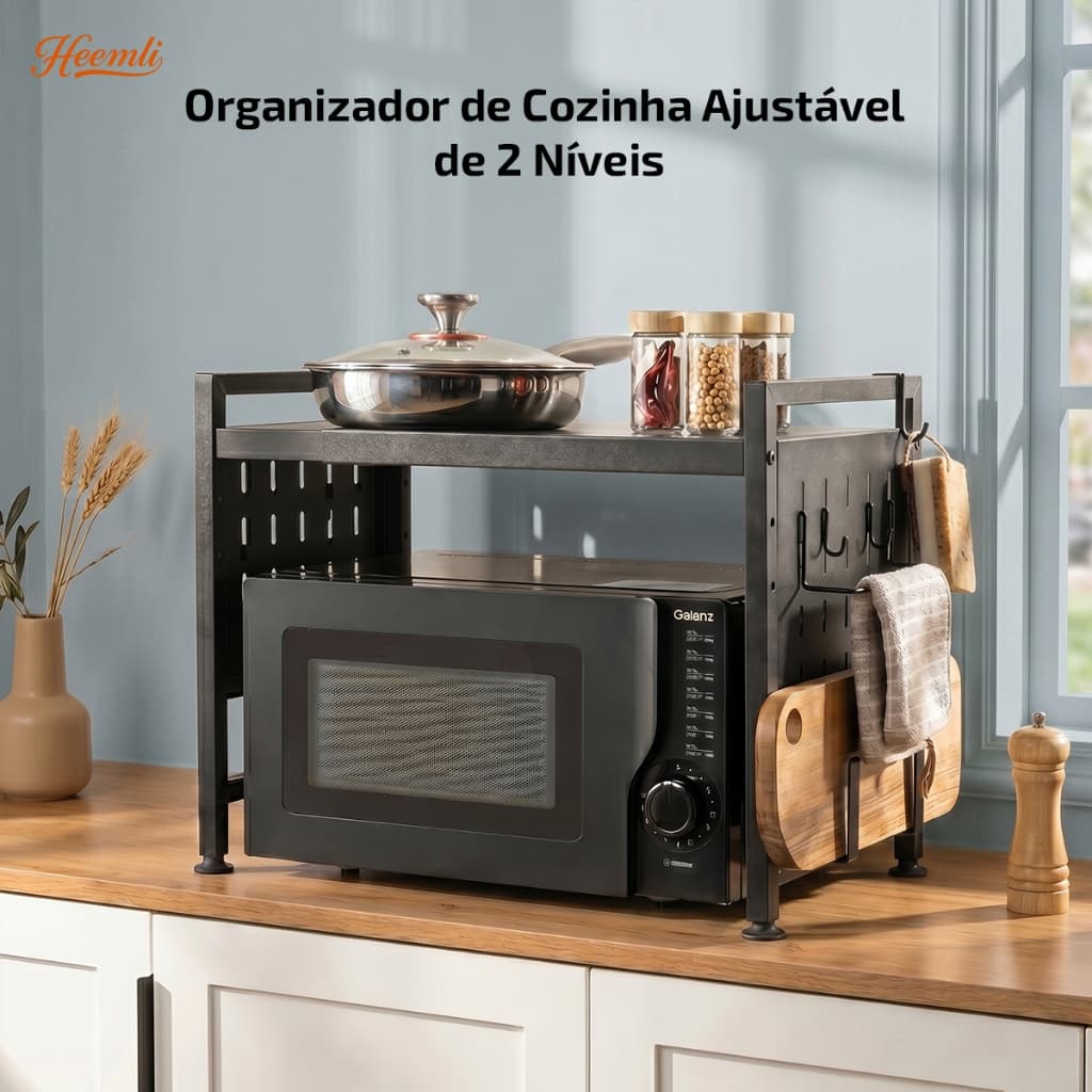 Heemli Prateleira Organizadora de Cozinha Multiuso Para Bancada Armário Temperos e Utensílios