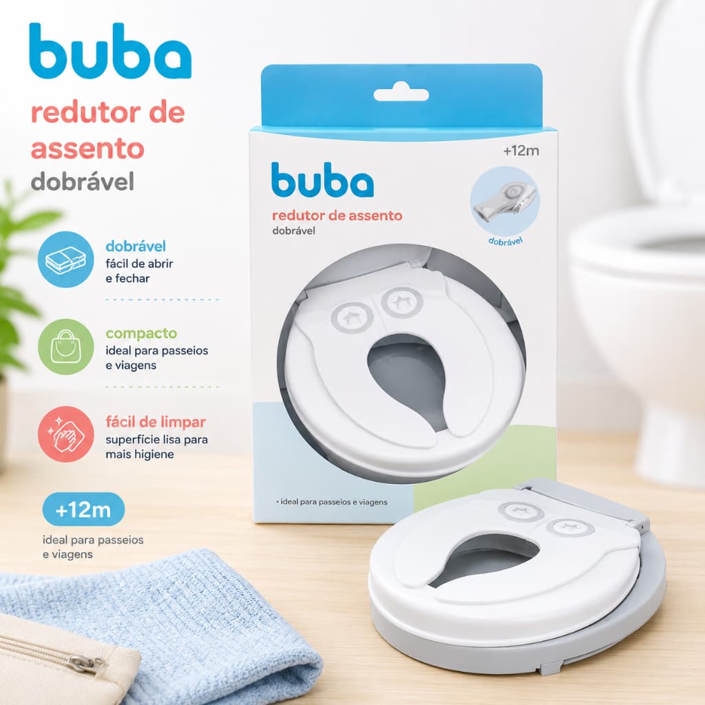 Redutor de Assento Infantil Dobrável Coruja Buba para Vaso Sanitário Banheiro
