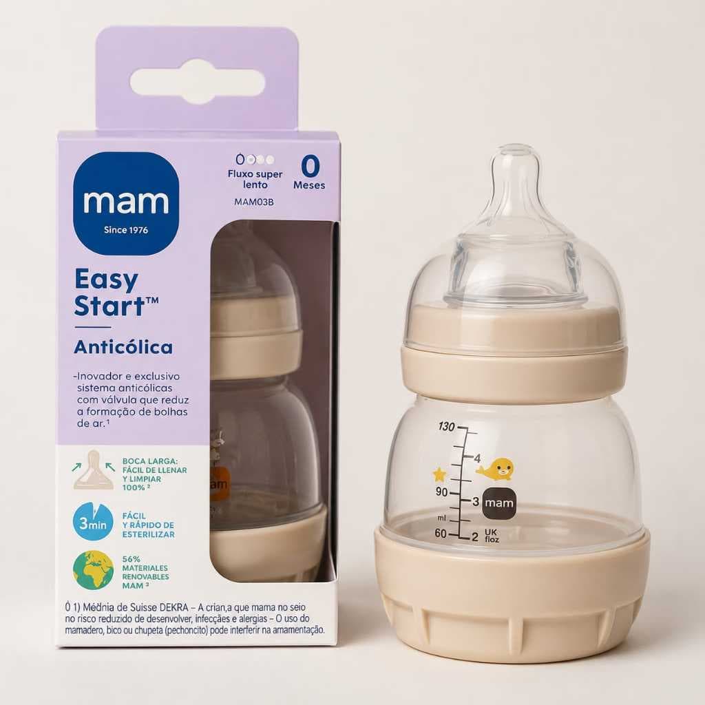 Mamadeira MAM Easy Start Anticólica 0M+ 130ml Bege