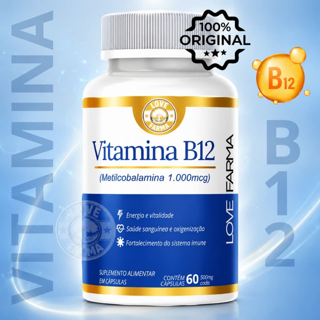 Vitamina B12 (Metilcobalamina 1000mcg) Premium | 60 Cápsulas | Envio imediato
