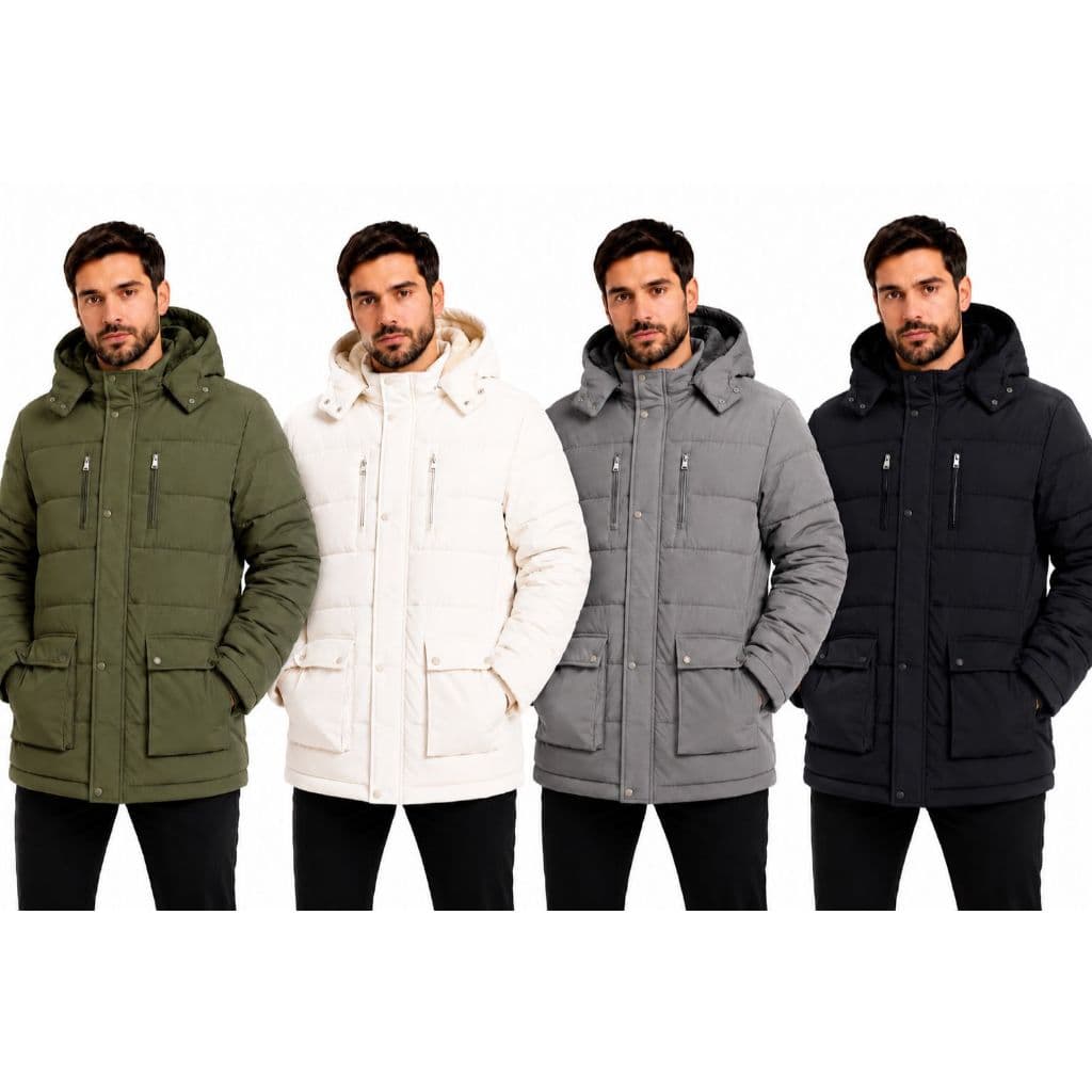 Jaqueta Puffer Masculina Inverno Capuz Removível Peluciado Impermeável Forrada Grossa Premium
