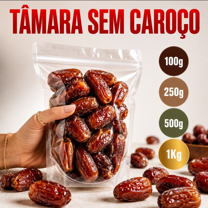 Tâmara sem Caroço Importada Saudável Granel Fruta Natural Sem Conservante