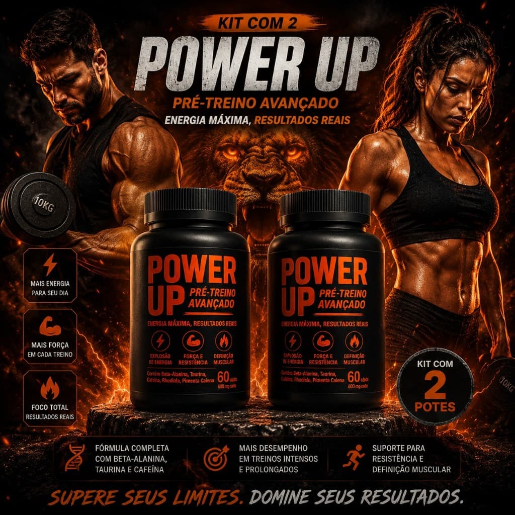 Kit 2 Pré-Treino Suplemento Supler Premium + Energia e Disposição - 120 Cápsulas - Arkad Suplementos - Envio Rápido