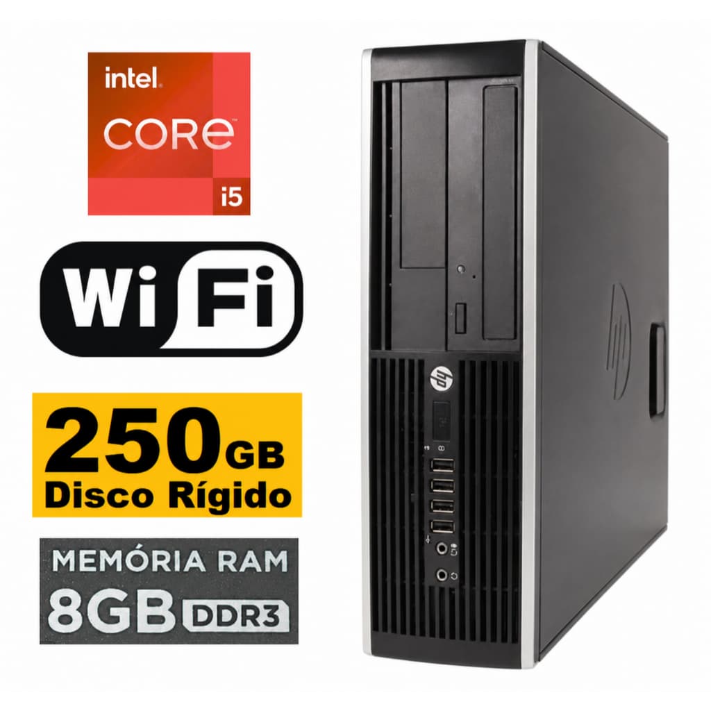 Computador Intel HP Core i5 Com 8gb de ram 250gb HD Rápido Wifi Torre Cpu Trabalho Estudo Ifood