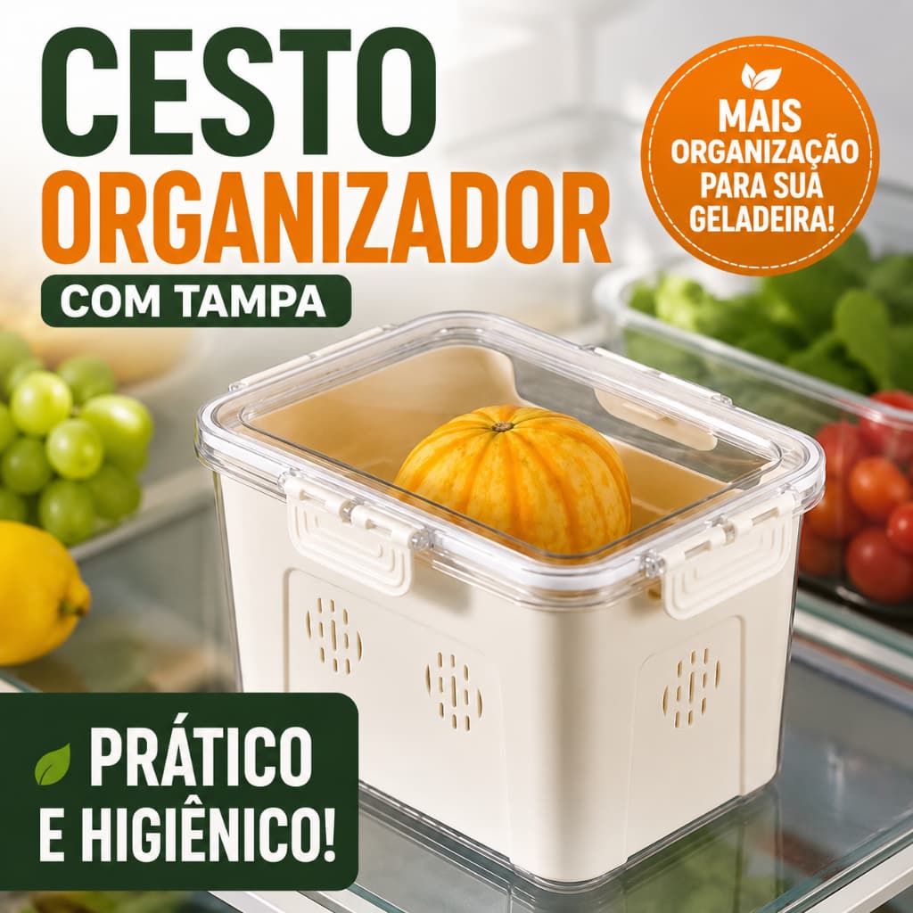 Cesto Organizador com Tampa Multiuso Caixa Organizadora Plástica Empilhável Lavanderia Banheiro