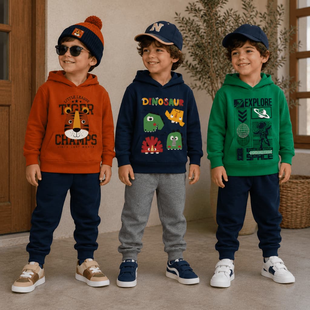 Conjunto Moletom Infantil Menino | Conjuntos do 01 ao 08 | Casaco com Capuz + Calça de Moletom Peluciado