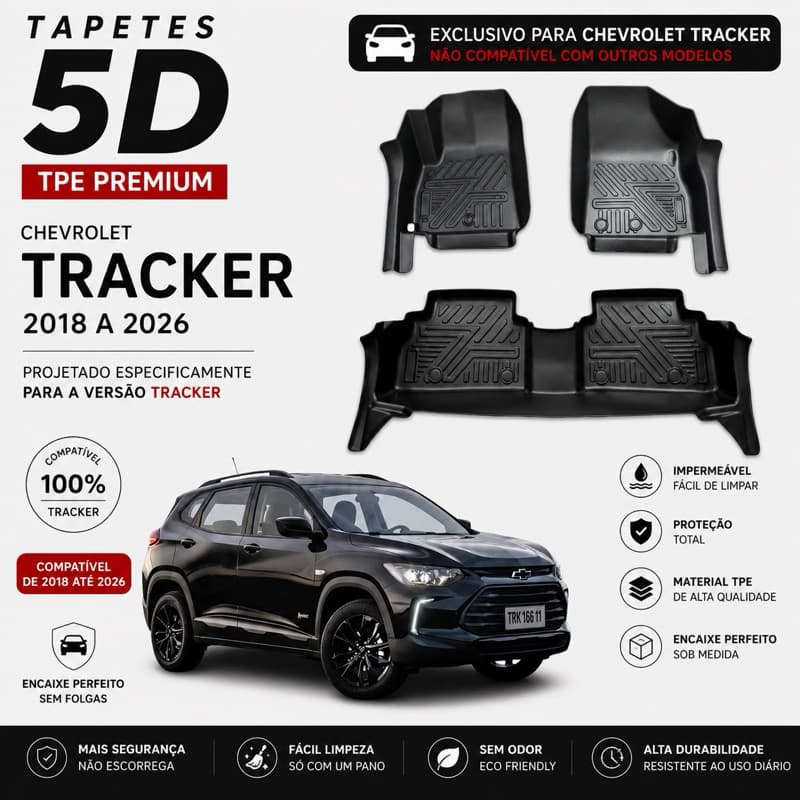Tapete Bandeja Automotivo TPE 5D Sob Medida TRACKER  – Resistente, Lavável e Antiderrapante