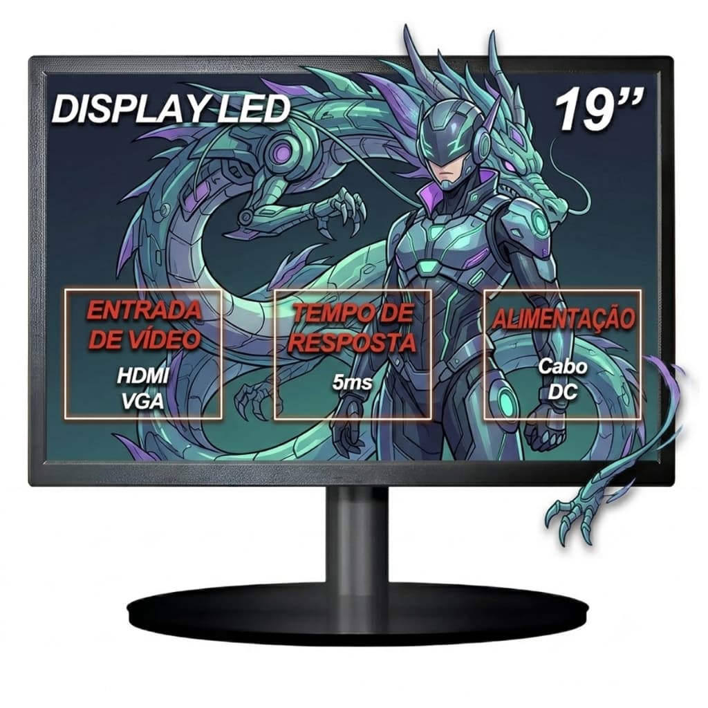 Monitor Gamer 19 Polegadas Led Lelong 5ms 60 Hz 1280x1024p