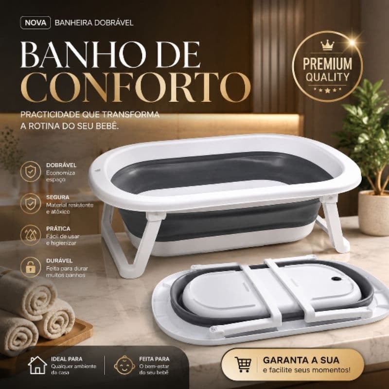 Banheira De Bebê Dobrável 35l Compacta Infantil + Adesivo