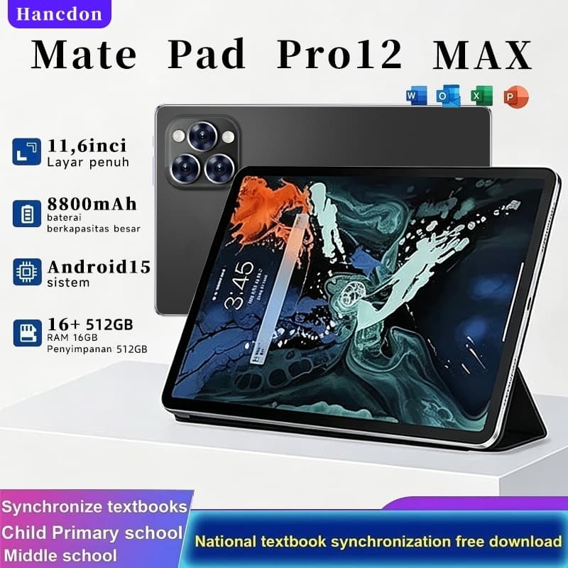Tablet Mate Pad Pro 12 MAX - Android 15  11.6" Full HD 16GB +512GB Bateria 8800mAh Câmeras 24MP+48MP Presentes Incríveis