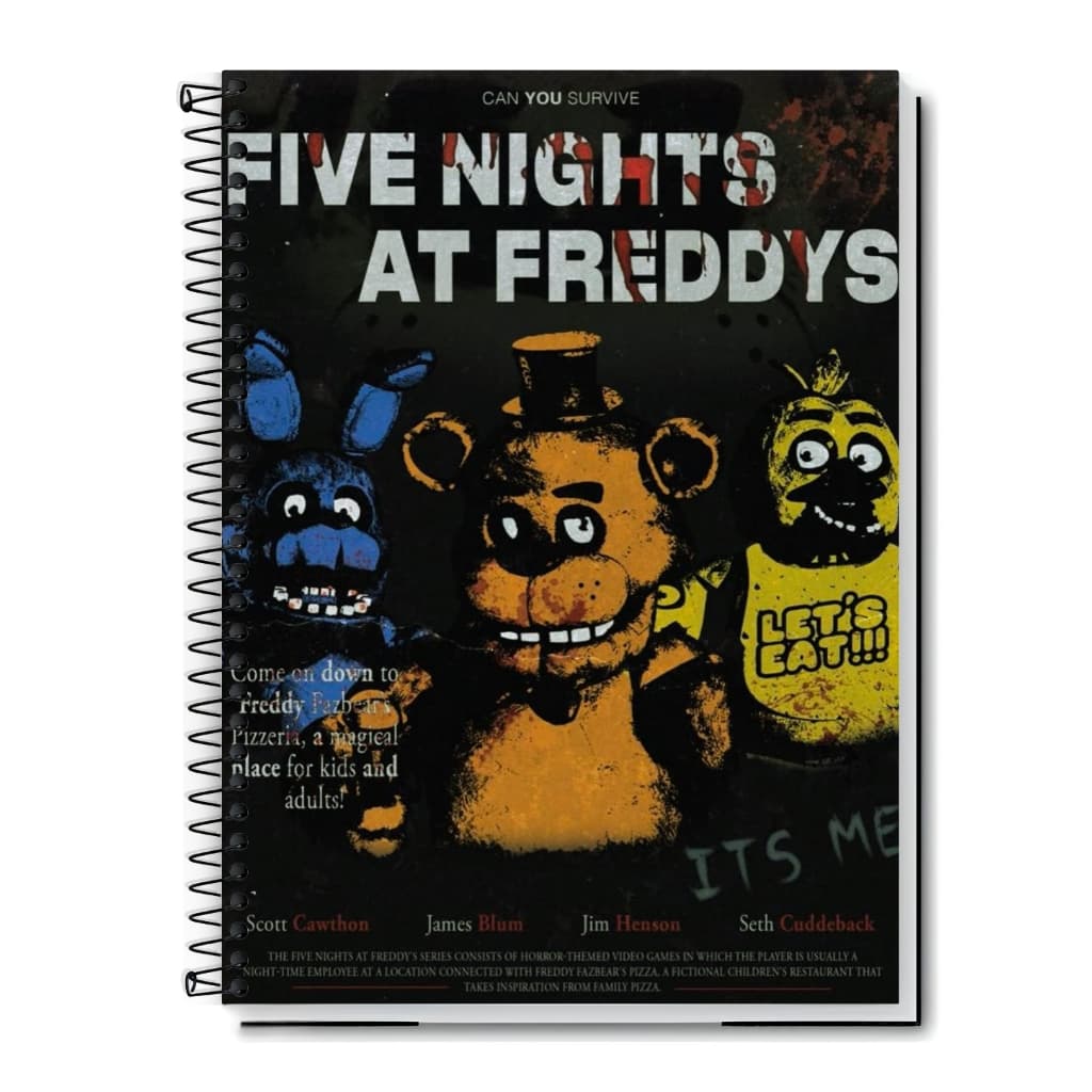 Caderno Escolar FNAF | Five Night | Gamer - Capa Dura & Espiral 1,10,15 e 20 Matérias