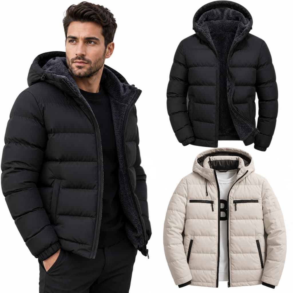 Bobojaco Jaqueta Gominho Puffer Nylon Forrada Inverno Frio Reforçada Capuz Corta Vento Masculina
