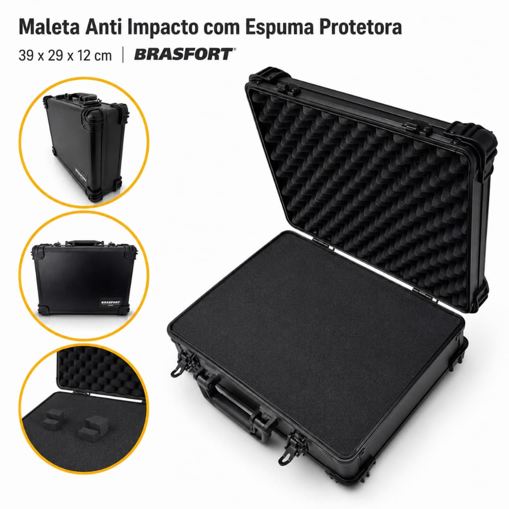 Maleta Anti Impacto com Espuma Protetora Média 39x29x12cm Brasfort