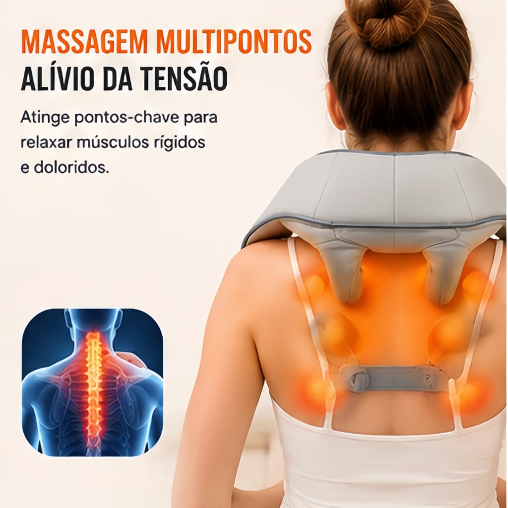 Massageador de Pescoço e Ombros, Alívio de Tensão, Função de Aquecimento, Relaxamento Muscular Profundo Capillum