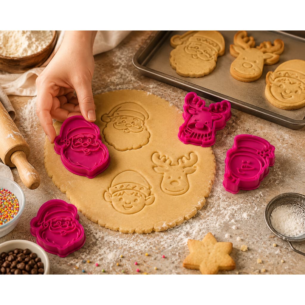 Kit com 4 Cortadores Natal | Biscoitos | Cookies | Pasta Americana | Massinha de Modelar