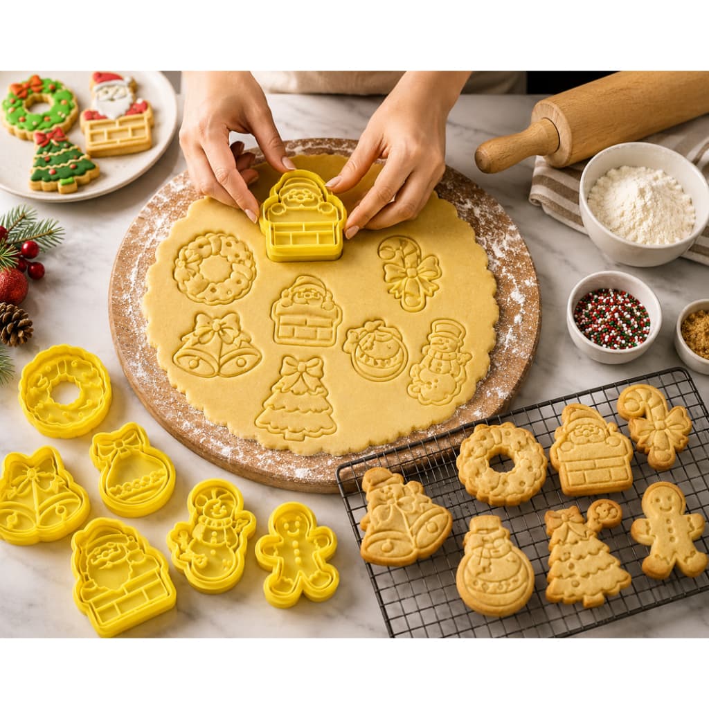 Kit com 8 Cortadores Natal | Biscoitos | Cookies | Pasta Americana | Massinha de Modelar