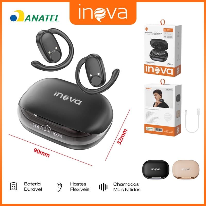 INOVA Fones De Ouvido Originais Esportivos Sem Fio Bluetooth Com Microfones LED Power Display Hifi Som Estéreo TWS