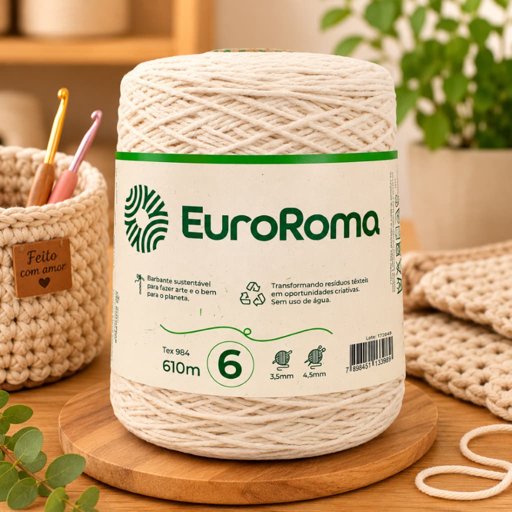 Barbante Cru Para Crochê Escolha Número Fio 4,6,8 Para Tapete