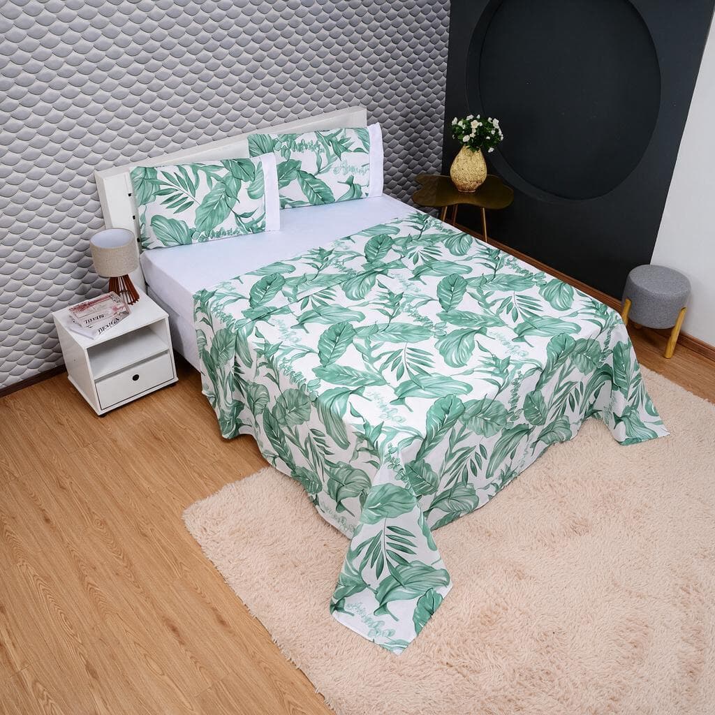 Kit Jogo Lençol para Cama de Casal Padrão 4 Pçs Completo Estampado Tendência