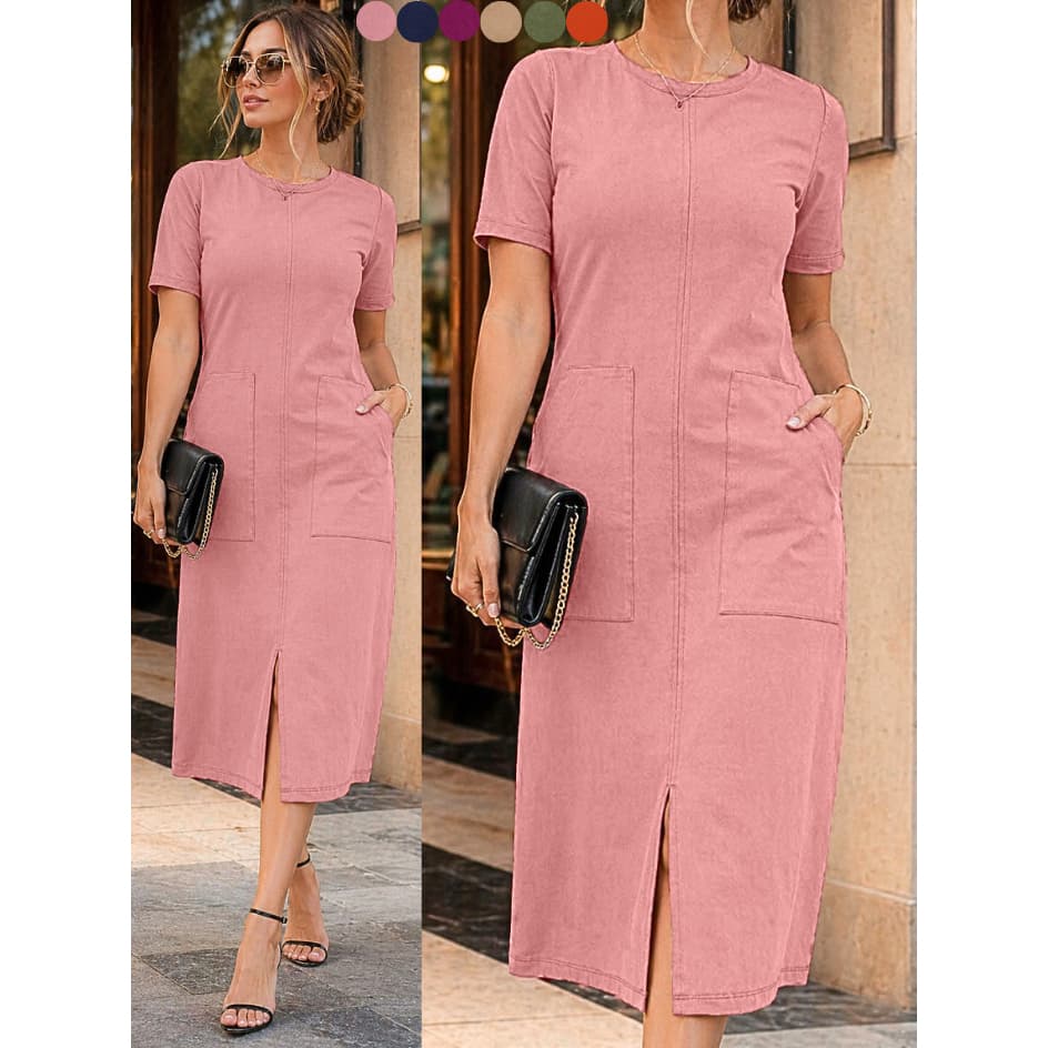 Vestido evangelica feminina vestidos feminino leve caimento social roupa femininas com bolso soltinha versátil barato