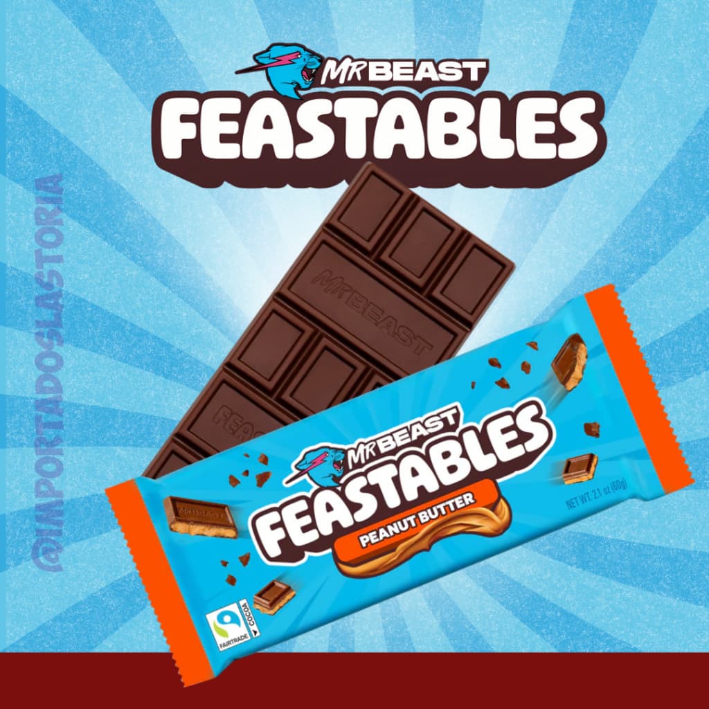 Chocolate MrBeast  Feastables Manteiga de Amendoim 35g e 60g Original Importado Gourmet