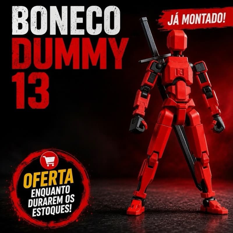 Boneco Articulado Brinquedo Dummy 13 JÁ MONTADO + KIT ACESSÓRIOS