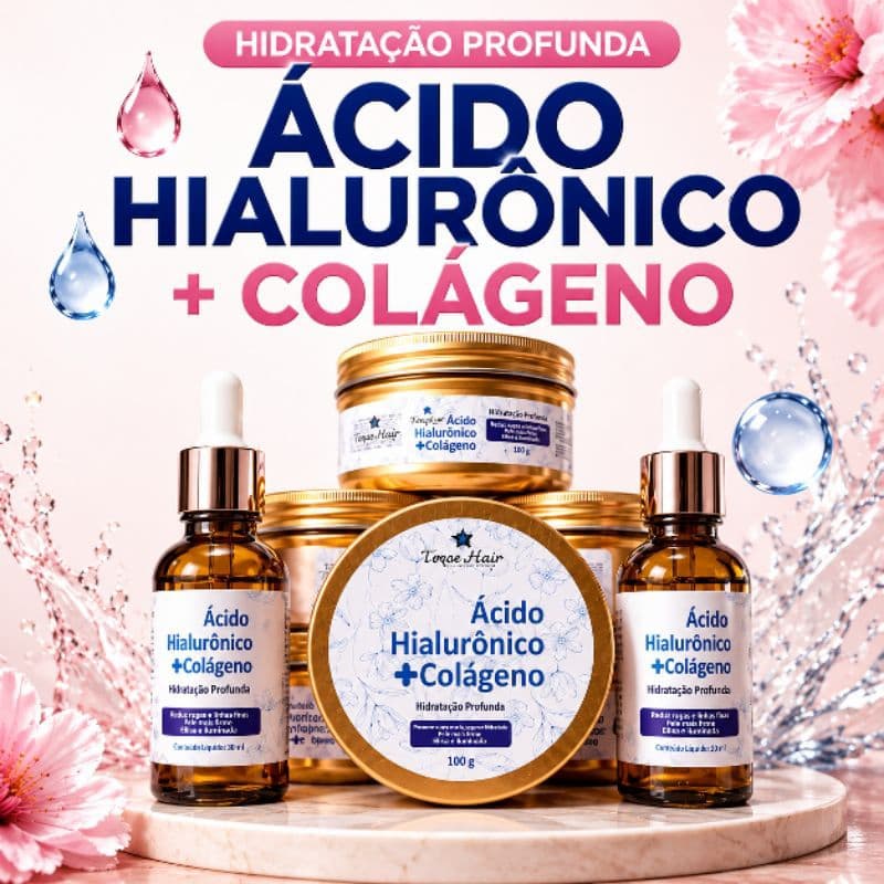 Kit Hidratação Profunda Ácido Hialurônico Com Colágeno Anti-idade Sérum + Creme