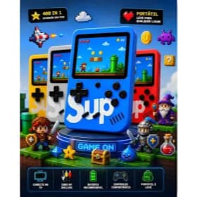 Super Mini Video Game Portátil  Retrô Com Controle e 400 Jogos LEHMOX azul