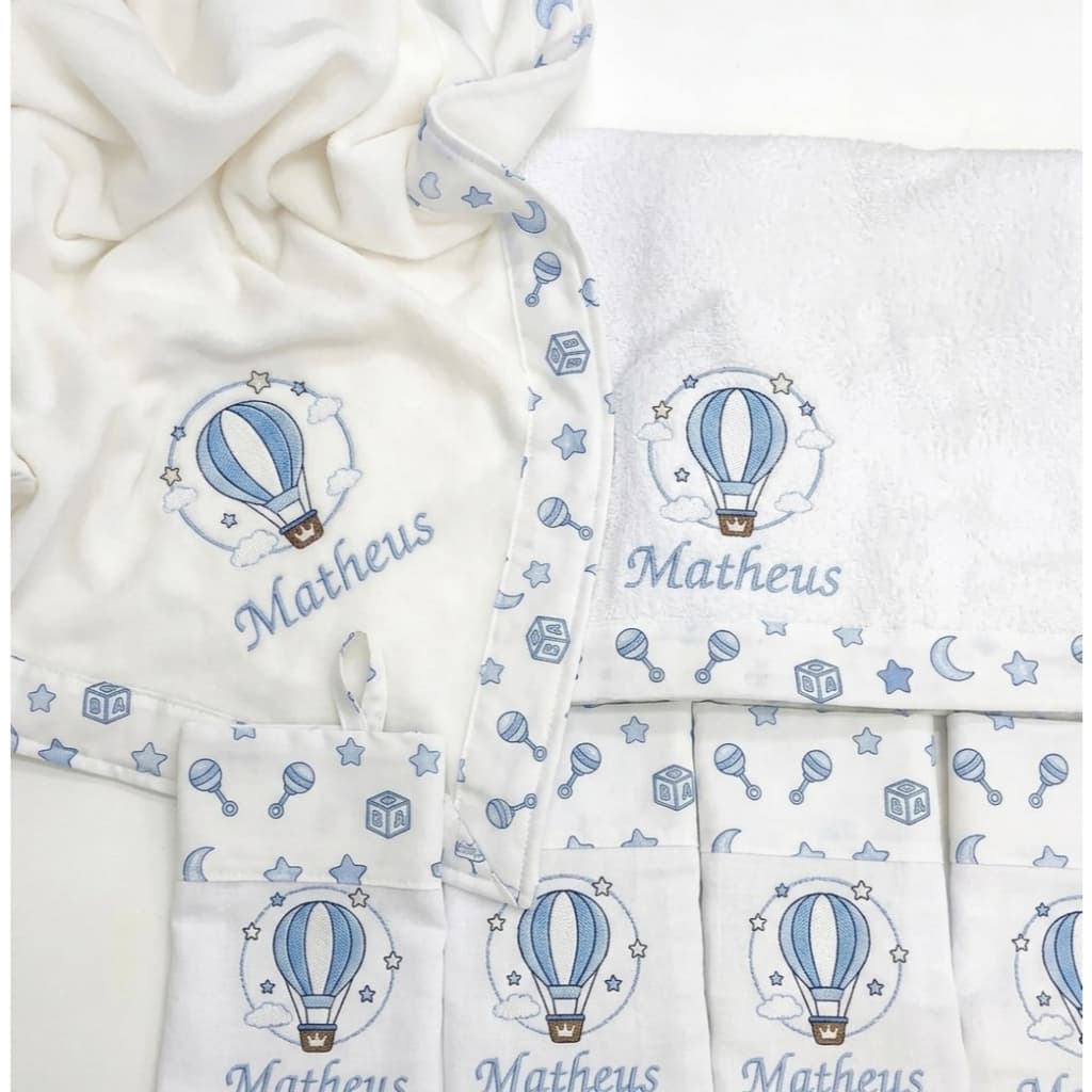 Kit Enxoval Personalizado Bebê 12 Peças Nome Bordado Presente Dia das Crianças