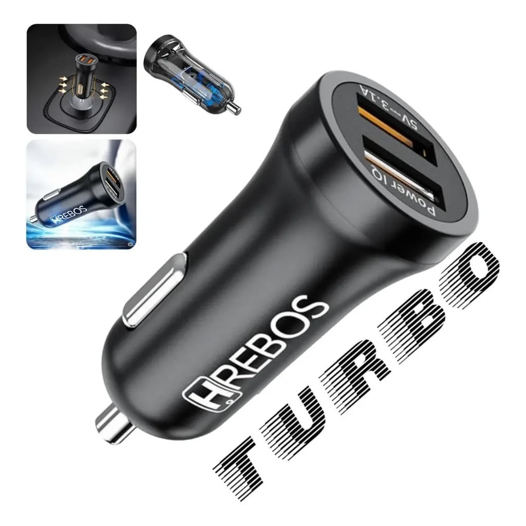 Fonte Carregador Veicular HS-182 2 Portas USB  Carga Rápida para Android e iPhone