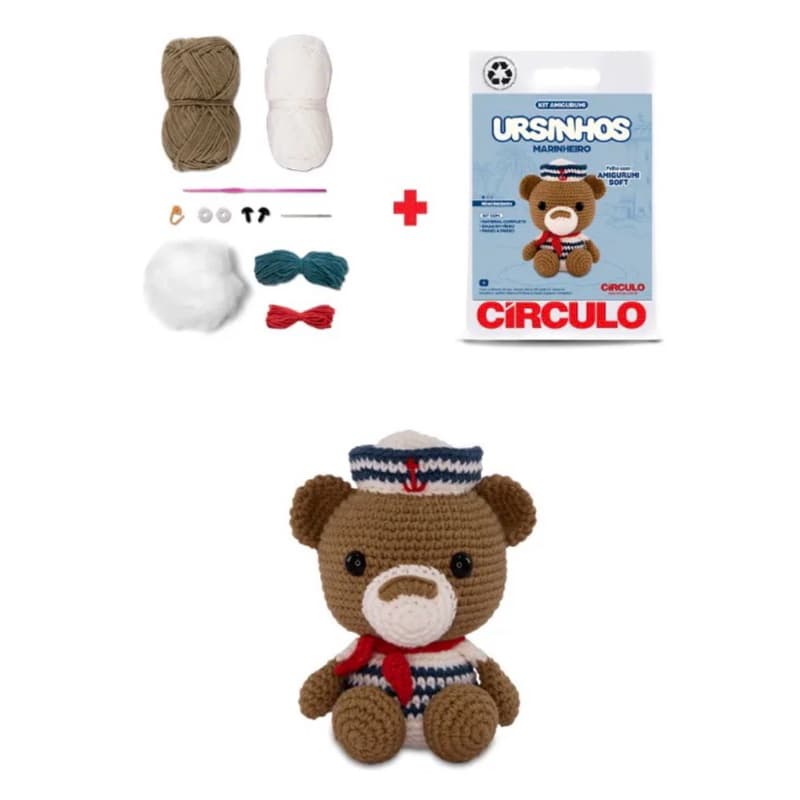 Ursinho em Kit para confecção de Amigurumi em crochê da Círculo