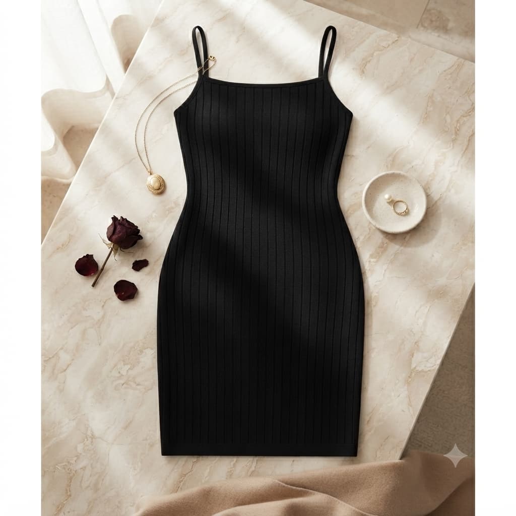Vestido Feminino Vestido Midi Vestido Canelado Vestidos Roupas Vestido Preto Tamanho 34 Ao 48
