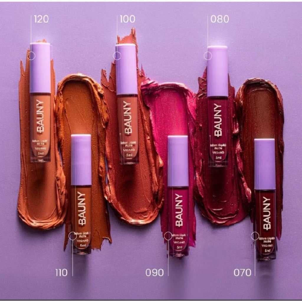 Batom Líquido Matte Bauny Vegano com Ácido Hialurônico e Vitamina E Textura Confortável Longa Duração 5ml