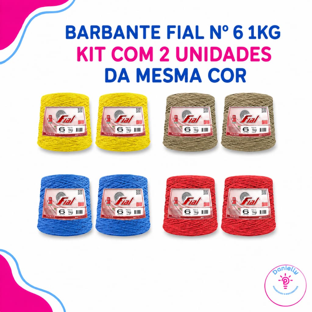 Kit 2 Barbantes Fial Nº 6 1kg da Mesma Cor para Crochê e Artesanato