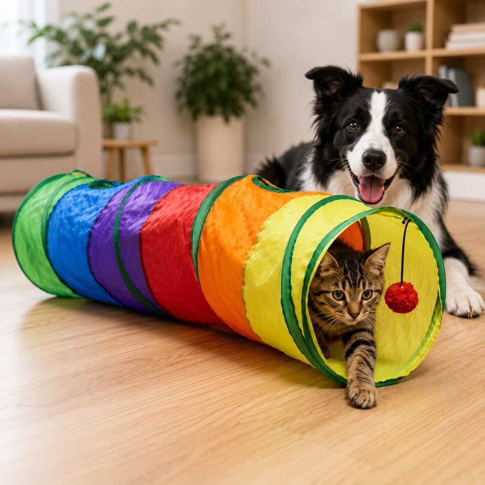 brinquedos para gatos cachorros Túnel Colorido Para Pets 1,15m Dobrável Brinquedo para Gatos, Filhotes e Cães
