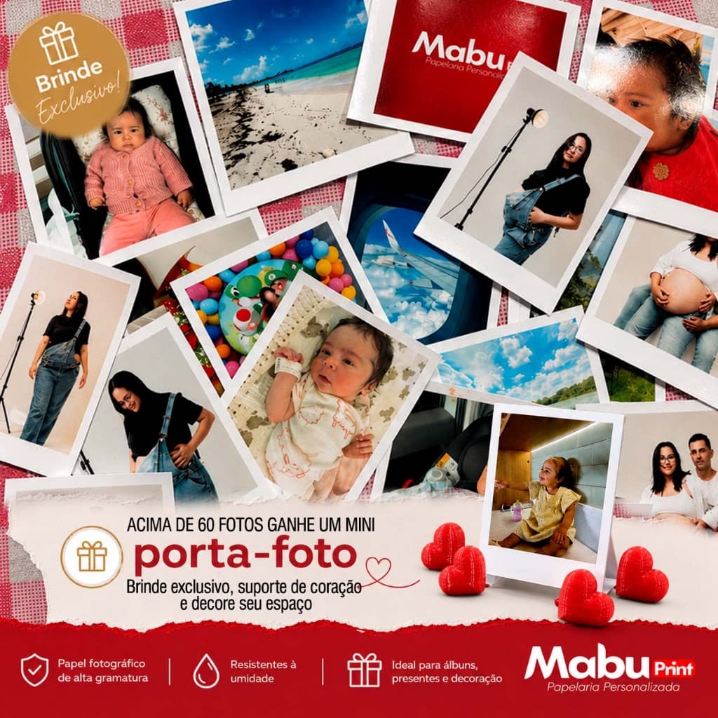 Mini Foto - Kit até 64 Fotos + BRINDE GRÁTIS Suporte formato Coração  - Envio em 24horas - FULL