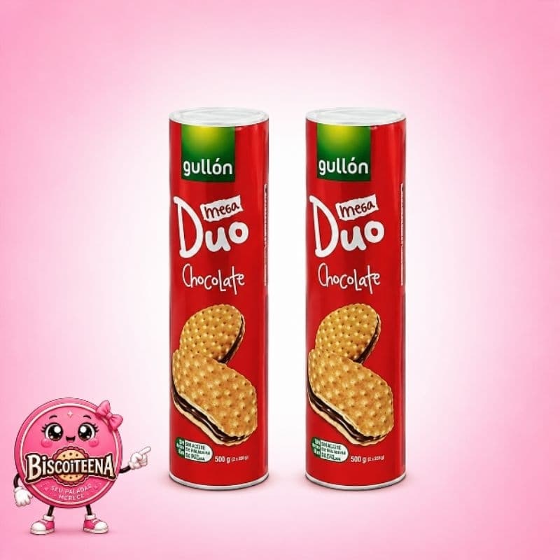 kit 02 Biscoito Mega Duo Chocolate Recheado Gullón 500g - importado da Espanha