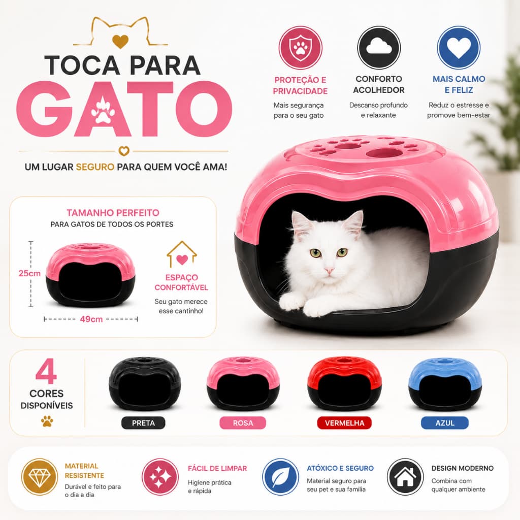 Toca Cama Para Gato Grande Donut Mec Pet Casinha Confortável Esconderijo