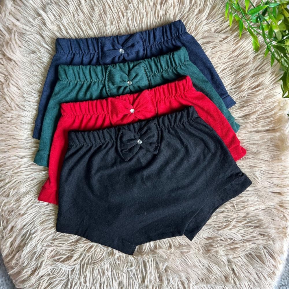 Tapa Fralda Shortinho Bebê Menina Kit 4 Calcinhas Infantil Várias Cores Macio Delicado Dia Dia Passeio Festa com Laço