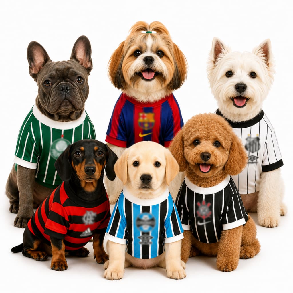 Roupa Pet Premium Cachorro e Gato Time de Futebol - Envio Imediato Camiseta Pet Premium para Cães e Gatos