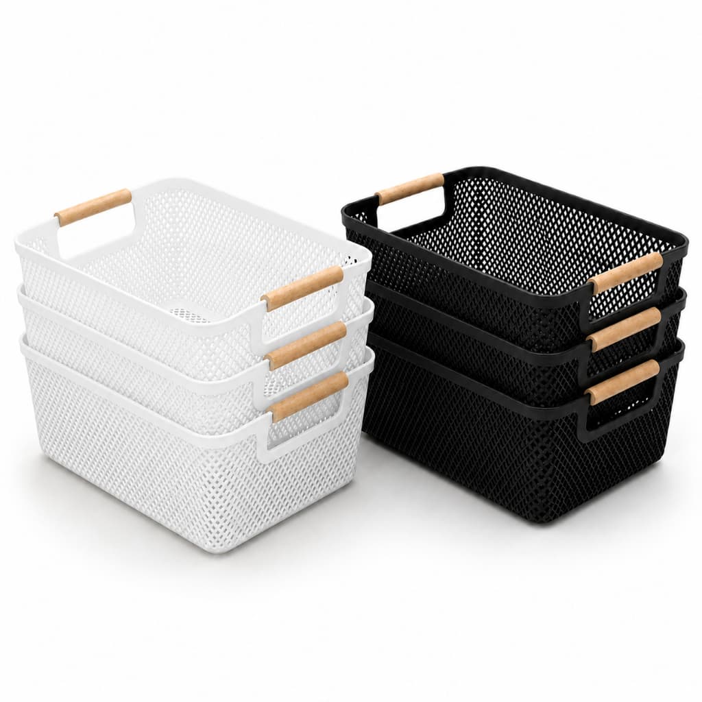 Cestas Caixas Organizador Alça Bambu Multiuso Prateleira Cozinha Banheiro Lavanderia Closet