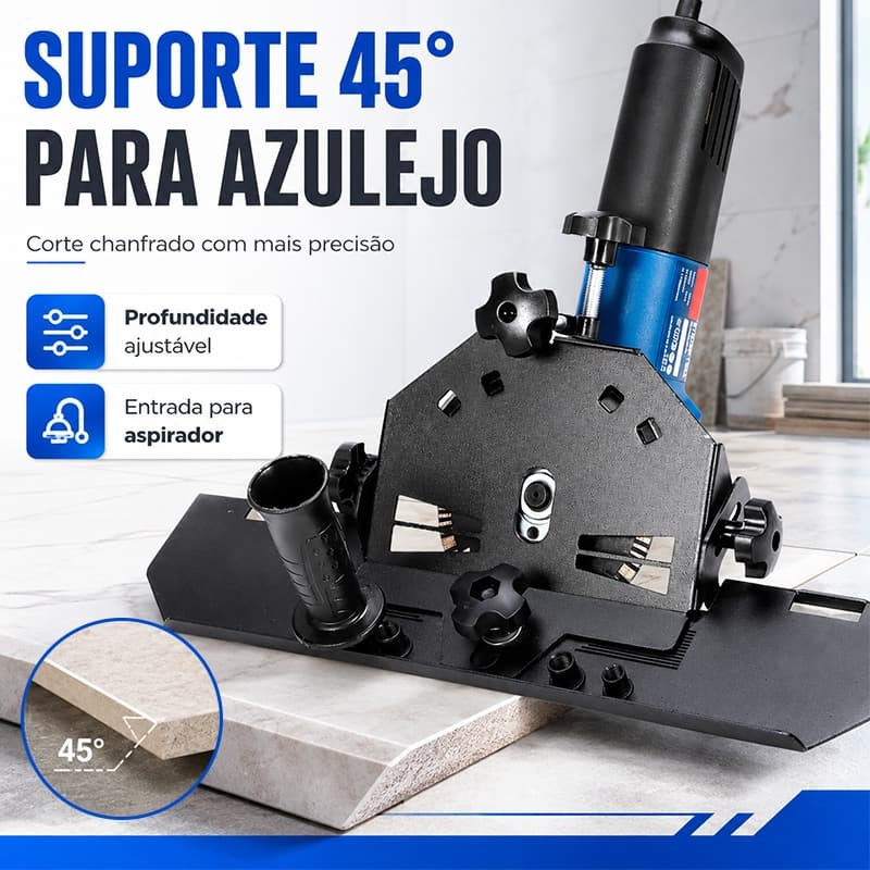 Guia de corte universal 45° para esmerilhadeira, suporte multiuso para meia esquadria