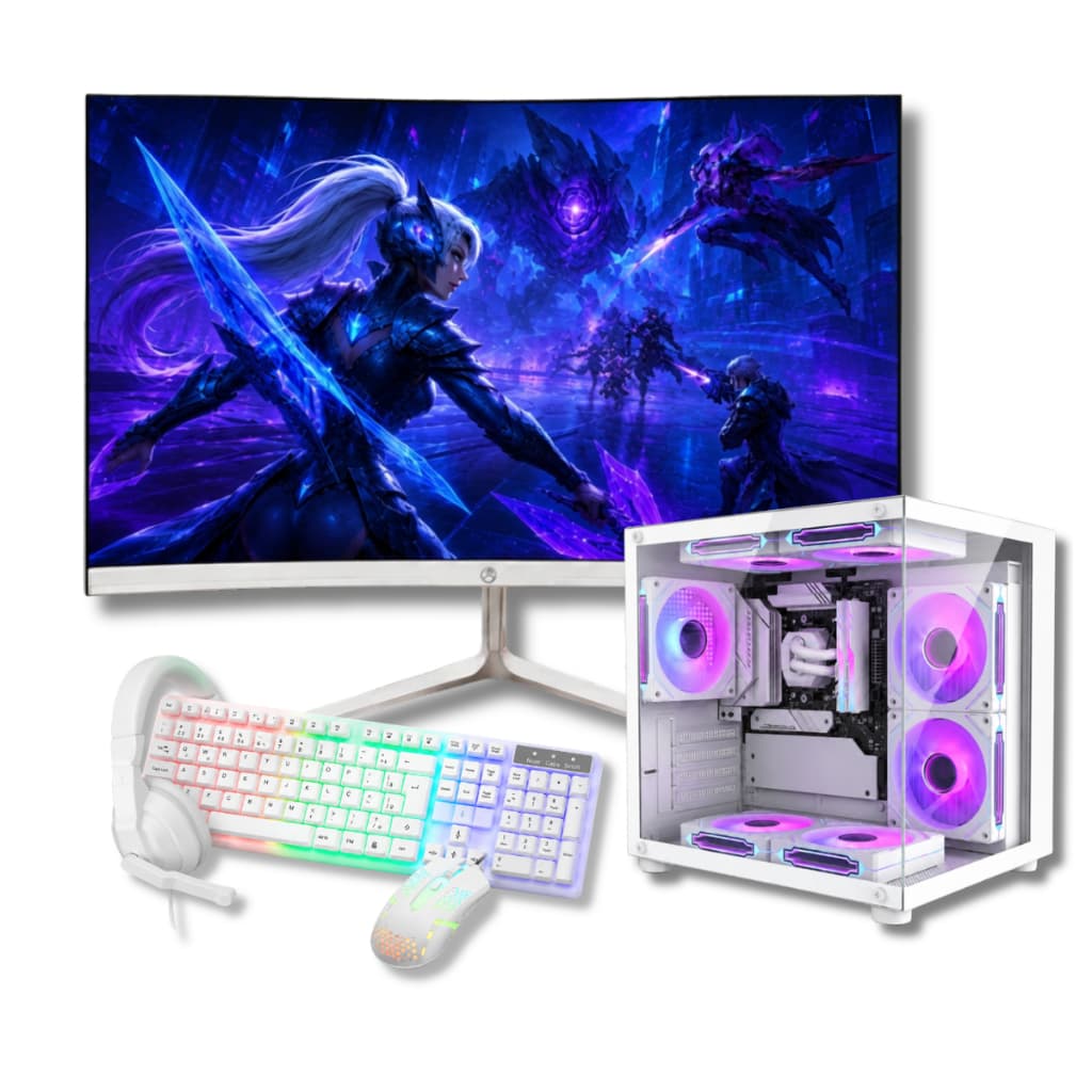 Computador Pc Gamer I7 SSD480GB 16GB RAM GT 730 Monitor Led 23" Wifi Branco Bivolt